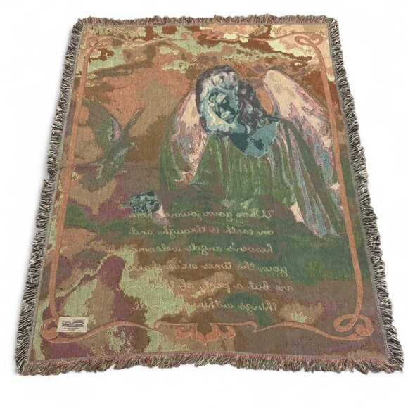 VTG Angel Graphic Quote Tapestry Throw Blanket - Picture 2 of 7